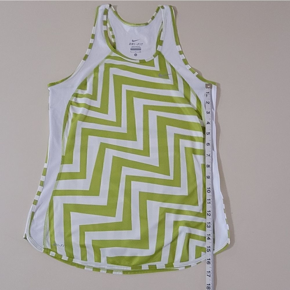 Nike Women's Dri-FIT Green Chevron Running Tank Top - Picture 5 of 11